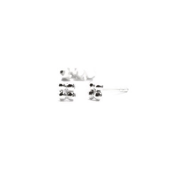 Teeny Tiny 925 Sterling Silver Quad Bead Stud Earrings Minimalist Upper Ear Rook - Picture 3 of 8